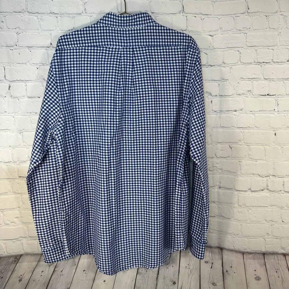 Polo Ralph Lauren Mens XL Classic Fit Gingham Button Down Shirt Blue White Cotto